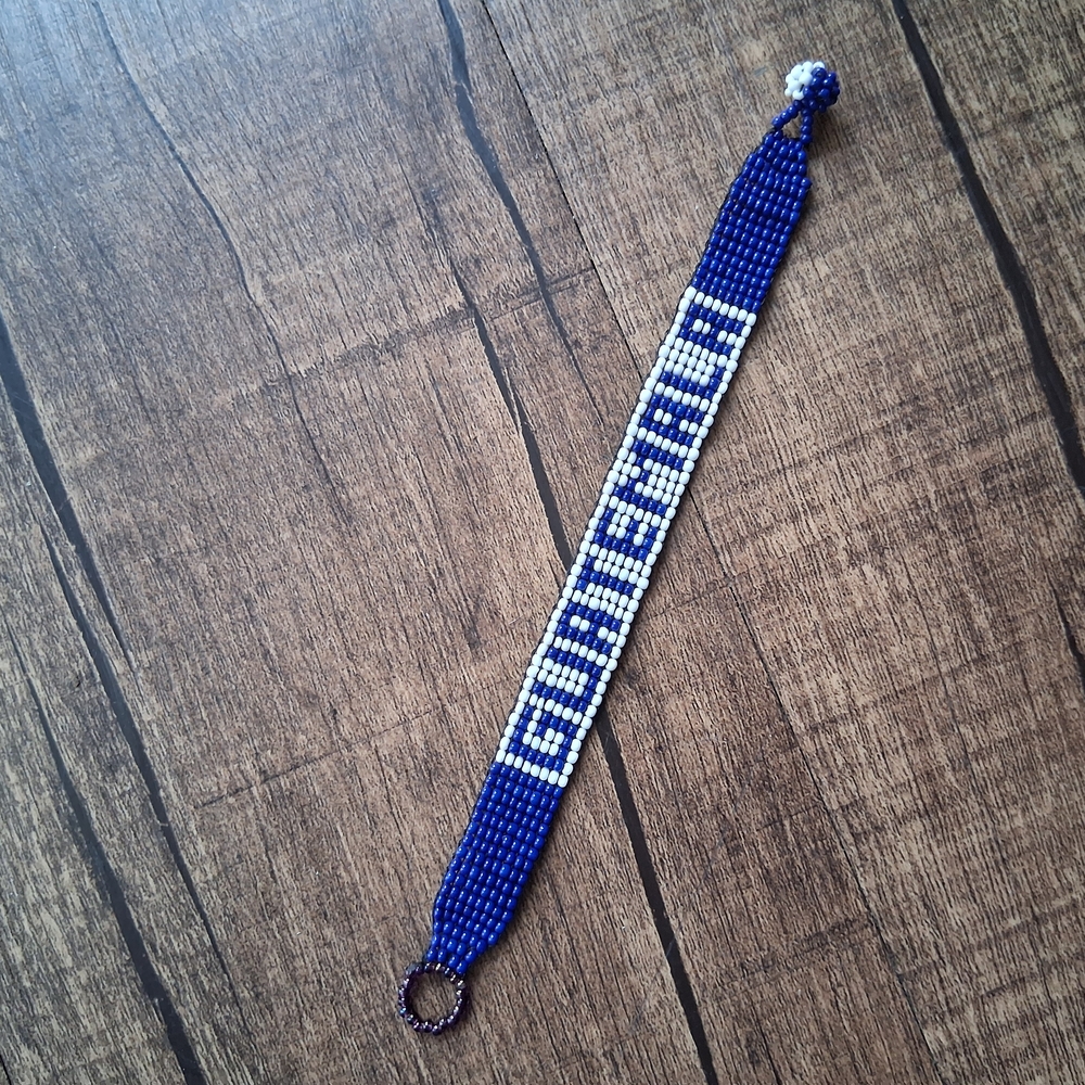 Blue and White Beaded Bracelet